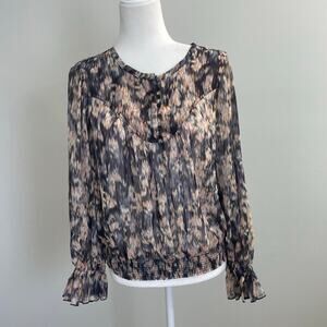 Democracy Sheer Peasant Blouse Size Small Boho -Y2K